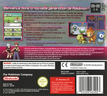 Pokemon - Version Perle (France) (Rev 5) box cover back